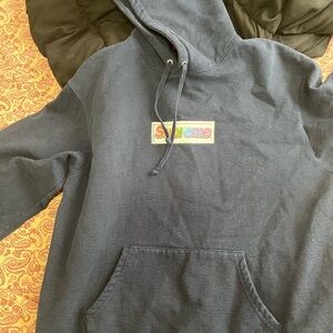 Supreme Blue Hoodie with Multicolor Logo